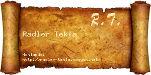Radler Tekla névjegykártya